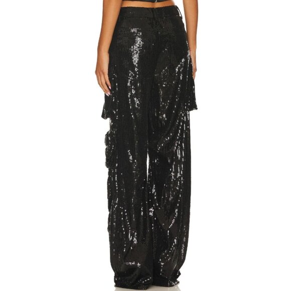 Steve Madden Black Duo Sequined Cargo Pant - SZ S - NWT - Picture 3 of 10